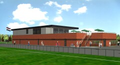 Bouw van clubgebouw voetbalvereniging Groeneweg in Zevenhuizen