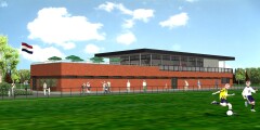 Impressie nieuw clubgebouw voetbalvereniging Groeneweg in Zevenhuizen regio Zuid-Holland